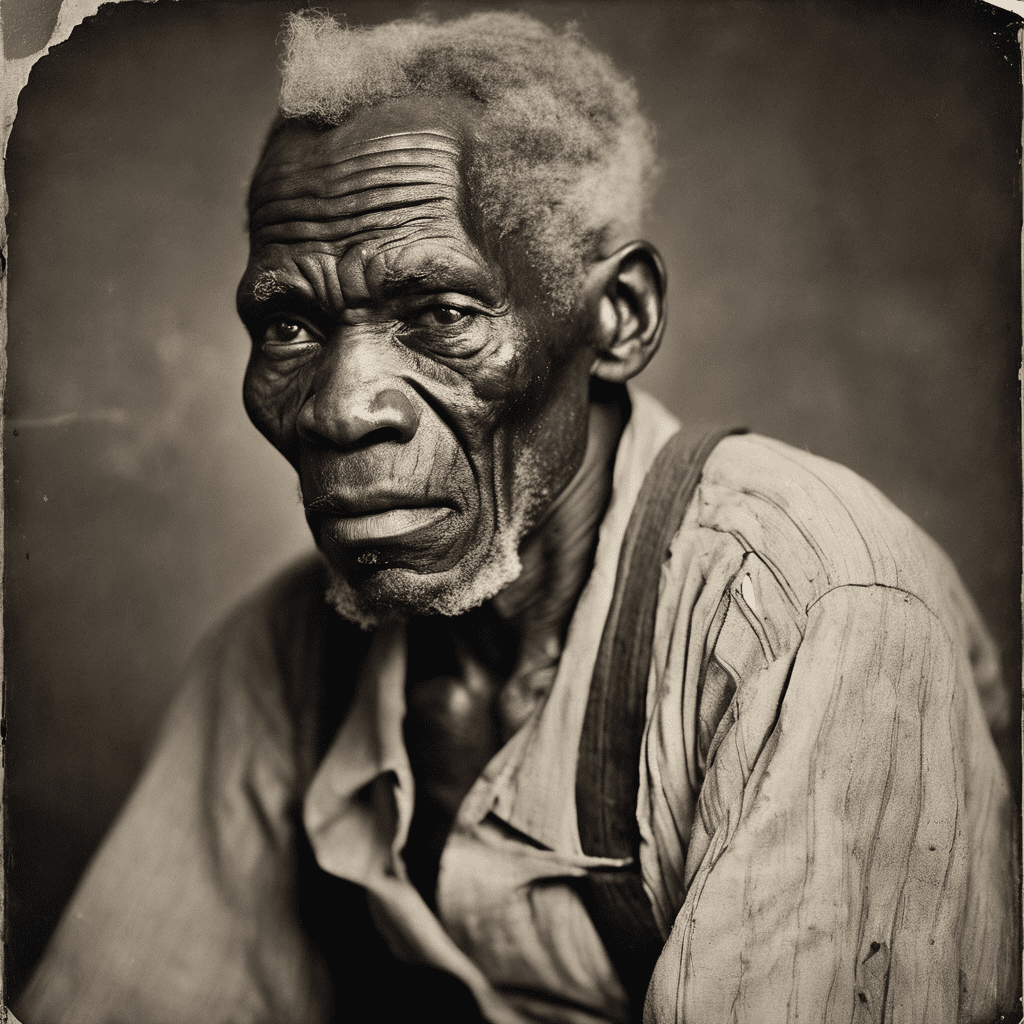 AI generated portrait of elderly enslaved African American man, insurance policies on enslaved people, Reconstruction history, Black genealogy, economic exploitation, David Anthony Taylor.