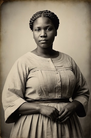 AI-generated portrait of an African American woman in the Reconstruction era, representing Louisiana Freedmen’s Bureau records (M1905). Keyword-Rich Elements Louisiana Freedmen’s Bureau Records M1905 African American genealogy resources Louisiana Black family history Reconstruction Louisiana Freedmen’s Bureau labor and apprenticeship contracts African American historical archives Louisiana