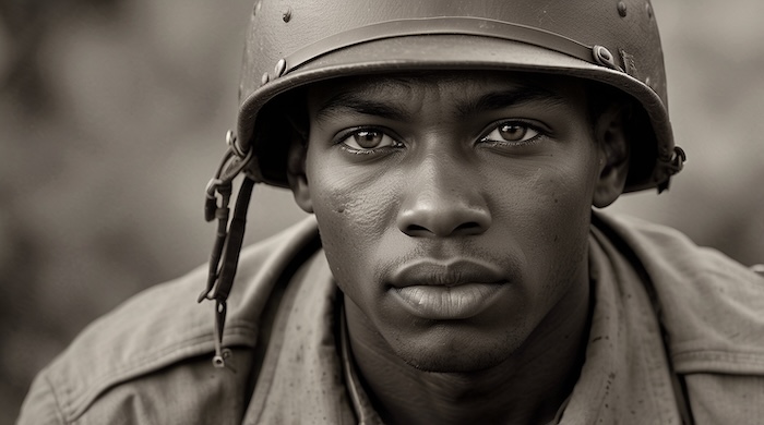 Portrait of African American soldier representing U.S. Colored Troops veterans and Black residents buried in Potter’s Field.