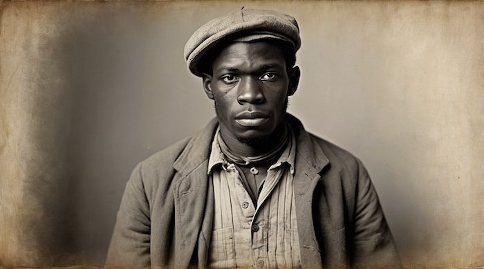 AI-generated portrait of an African American man symbolizing resilience, used as a banner for the Freedmen’s Bureau Circulars page by Black Pearls of Genealogy.
