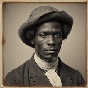 African American man in 19th-century clothing symbolizing free Black registrants documented in Registers of Free Negroes.
