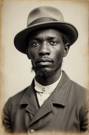 AI-generated portrait of an African American man in a vintage suit and hat, representing resilience and dignity connected to the Kentucky Freedmen’s Bureau Records (M1904). Created by David Anthony Taylor for Black Pearls of Genealogy. SEO Keywords (rich for ranking) Kentucky Freedmen’s Bureau Records M1904 Kentucky field office Freedmen’s Bureau Black Pearls of Genealogy Kentucky African American genealogy Kentucky Reconstruction Kentucky 1865–1872 Freedmen records Freedmen’s Bureau labor contracts Kentucky Freedmen’s Bureau court records Kentucky African American ancestors Kentucky records