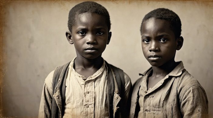 AI-generated portrait of African American children representing resilience, used on the Freedmen’s Bureau research page by Black Pearls of Genealogy. Keyword-Rich Terms Freedmen’s Bureau records African American genealogy Black family history Reconstruction era research Black Pearls of Genealogy images African American heritage preservation Freedmen’s Bureau educational resources U.S. slavery emancipation genealogy African American ancestors research AI genealogy portraits