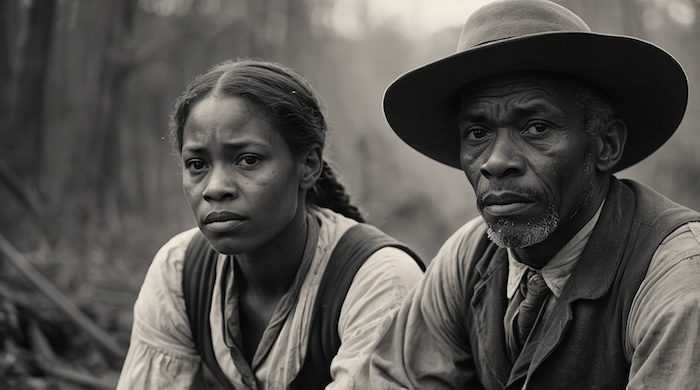 AI-generated banner of African American men and women representing genealogy, ancestry, and virtual records research in the digital age