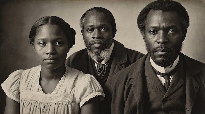 AI-generated portrait of African American family representing resilience, Freedmen’s Bureau Records banner, created by David Anthony Taylor – Black Pearls of Genealogy. Keyword-Rich Phrases Freedmen’s Bureau Records banner African American genealogy history Black Pearls of Genealogy AI artwork Reconstruction family history records Freedmen’s Bureau genealogy research African American family resilience David Anthony Taylor genealogy images Historic African American ancestry records U.S. Reconstruction genealogy tools Genealogy resources for Black history