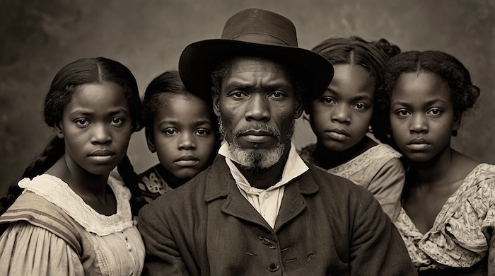 AI-generated portrait of an African American father and daughters, symbolizing family resilience connected to Louisiana Freedmen’s Bureau Records (M1907). Created by David Anthony Taylor for Black Pearls of Genealogy. SEO Keywords (rich set) Louisiana Freedmen’s Bureau Records M1907 African American genealogy Louisiana Freedmen’s Bureau family records Black Pearls of Genealogy archives Reconstruction era Louisiana records African American family history Louisiana David Anthony Taylor AI portraits Louisiana M1907 genealogy resources Freedmen’s Bureau Louisiana families Black genealogy research Louisiana