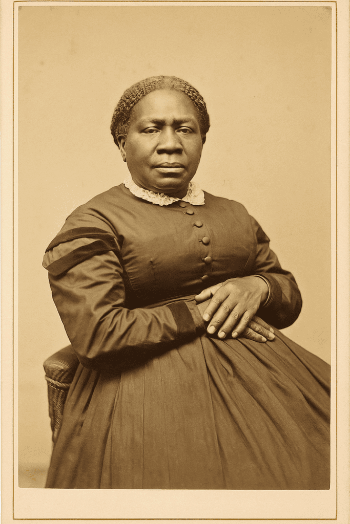 AI-generated portrait of an African American woman in 19th-century dress, symbolizing widows of Civil War veterans who sought pensions. Civil War widows, USCT pensions, African American genealogy, AI-generated historical image, David Anthony Taylor, Black Pearls of Genealogy, military pension files, African American women history, Reconstruction records, Civil War family heritage.