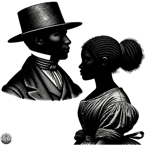 Silhouettes of African American men and women representing strength, heritage, and perseverance.